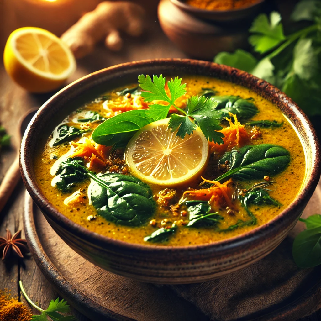 sopa detox de curcuma jengibre y limon